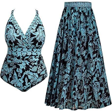 Womens Plus Size One Piece Swimsuit Tummy Control Bathing Suit Floral Prints